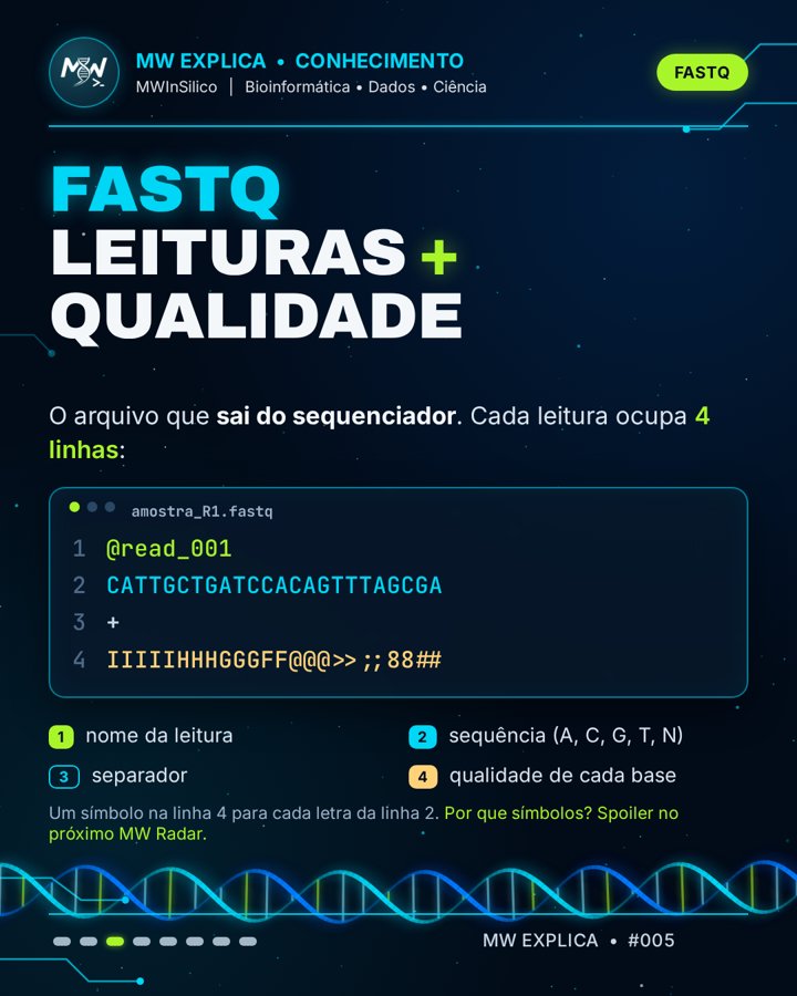 Slide do carrossel MW Explica explicando as quatro linhas do FASTQ